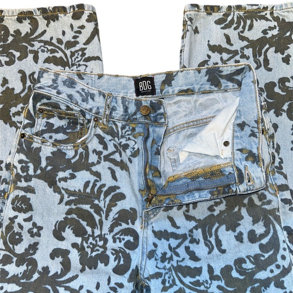 Urban Outfitters BDG High-Waisted Cowboy Jean Flocked Denim Straight Leg Size 27 - Picture 11 of 11